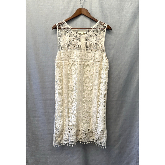 lovestitch Dresses & Skirts - Lovestitch Crochet Shift Dress Women Size L Ivory Lace Wedding Feminine Boho NWT